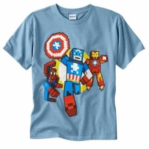 NWT ☀AVENGERS ☀ IRON MAN Sz XL 18/20 PIXELATED t-shirt MARVEL SUPER HEROES Boys - Picture 1 of 1