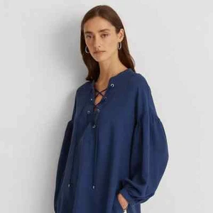 Lauren Ralph Lauren Lace Up Tunic XS / Xsmall Blue - Picture 1 of 6