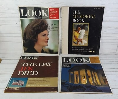 lot of 4 Vintage Look Magazine 1963-67 JFK Memorial Jackie O - Image 1 of 4