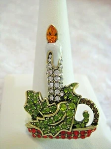 HEIDI DAUS " Holiday Candle" With Holly Leaves (Joint/Catch Closure) Pin-Last 1! - Picture 1 of 11