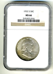 1952-S FRANKLIN HALF DOLLAR NGC MS66 - Picture 1 of 4