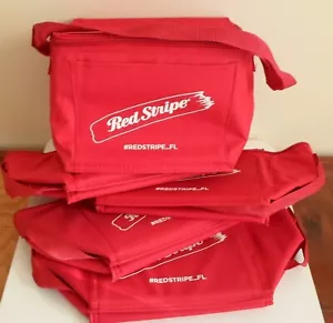Set di 5 borse tote per birra a righe rosse giamaicane in tela isolata confezione da 6 - Foto 1 di 1