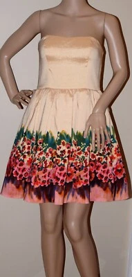 $245 Nuevo Vestido de Cóctel Floral Dobladillo Burbuja Naranja AQUA BRAND Sin Tirantes De Colección 4 Foto 1 de 4