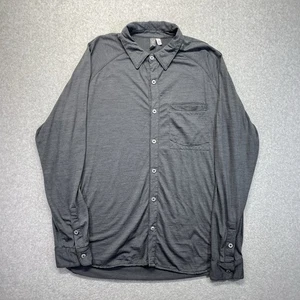 Camicia Ibex con bottoni uomo grande L grigia lana merino tasca leggera made in USA - Foto 1 di 10