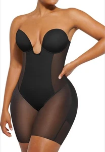 NEW Shapellx Strapless Black Shapewear Bodysuit XXL Underwire V-Neck NWT - Picture 1 of 5