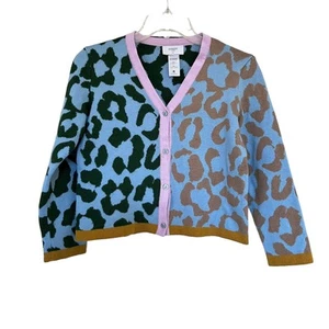 Paade Mode girls multi jaquard animal print cardigan sweater size 10/12 - Picture 1 of 6