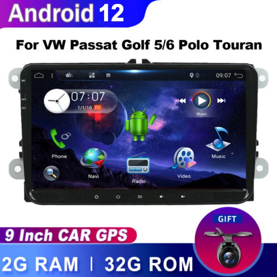 9 Zoll DAB+Autoradio For VW Passat Golf 5/6 Polo Touran Android 12 GPS Navi 32GB - Bild 1 von 4