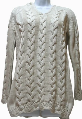 Suéter con Capucha Odd Molly Largo Algodón Grueso Tejido con Cable S/M Crema Boho *Leer Defecto Foto 1 de 4