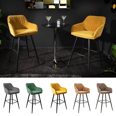 Barhocker TURIN FARBAHL Ziersteppung Barstuhl Armlehne Tresenhocker Tresenstuhl - Bild 1 von 4