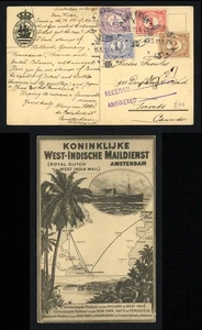 1911 Netherlands West Indies Postcard To Canada 4c Amsterdam Received Answered - Picture 1 of 3
