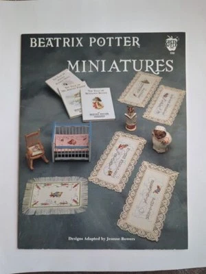 Green Apple BEATRIX POTTER MINIATURES CROSS STITCH BOOK 1991 Vintage patterns - Image 1 of 3