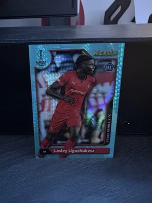 2021-22 Topps Merlin Chrome Lesley Ugochukwu AQUA PRISM ROOKIE SP #8 Rennes RC - Image 1 of 2