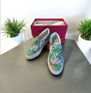 Lilly Pulitzer Julie Sneakers 6.5 in Pink Green Blossom EUC in Box Shoes Vans - Picture 1 of 5
