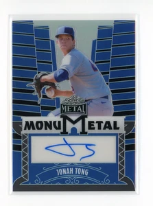 Baseball 2024 foglia metallo Jonah Tong MonuMetal prismatico blu autografo - 6/25 - Foto 1 di 2