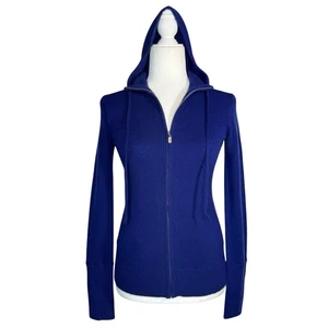 J.Crew Italian Cashmere Hoodie XS Blue 100% Full Zip Sweater Jacket FA07 - Picture 1 of 12