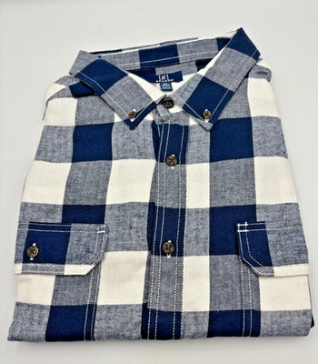 New George Super Soft Blue & Cream Check Long Sleeve Flannel Shirt Mens Size 2XL - Image 1 of 3