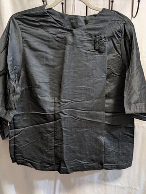 Top birmano Myanmar y falda larga, grande, algodón de seda, gris Foto 1 de 4