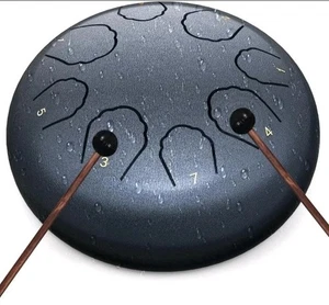 Steel Tongue Drum, 6 Inch 8 Note Rain Chime Drum with Bag, Music Book, Drumst... - Picture 1 of 5