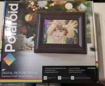 Polaroid PDF-800EB 8 Inch LED Screen Digital Picture Frame Espresso Wood B17 - Image 1 of 4
