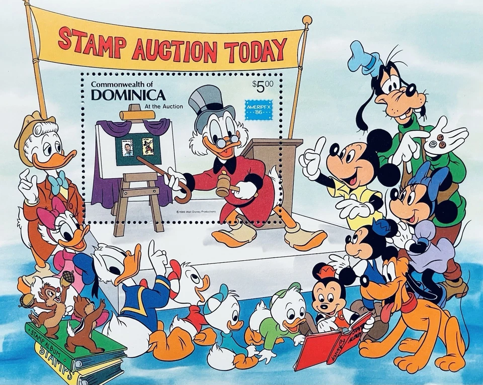 DOMINICA AMERIPEX '86 DISNEY STAMPS 1986 MNH CHARACTERS STAMP COLLECTING AUCTION - Image 1 of 1