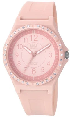 Q&Q by Citizen VQ98J005Y Casual Crystal Polyurethane Pink Strap Womens Watch NEW - image 1 of 3