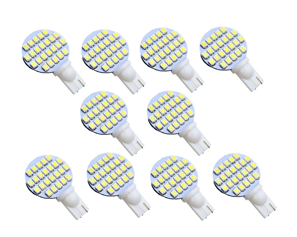 10pcs T10 194 921 LED Discs Bulb Lamp 24-1210SMD LED DC12V White/Warm White - Image 1 of 4