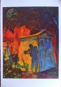 New Orleans "And The Jazz Band Played On..." Art Print By Richard Lewis  - Picture 1 of 1
