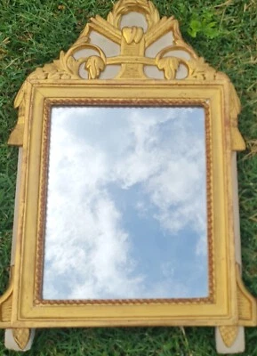 ANCIEN MIROIR A FRONTON EN BOIS DORE PROVENCAL 19eme - Photo 1/4