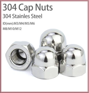 304 Stainless Steel Dome Nuts Hex Cap Nut Acorn Domed Cap M3/M4/M5/M6/M8/M10/M12 - Picture 1 of 19