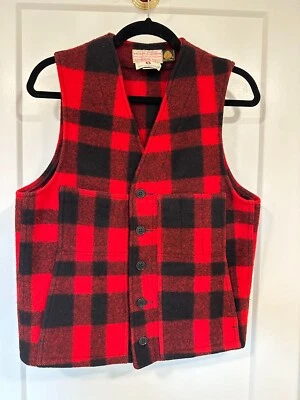 Vintage Filson Mackinaw red & black plaid wool vest - Lot 20 Size 38 - med/sm - Image 1 of 4