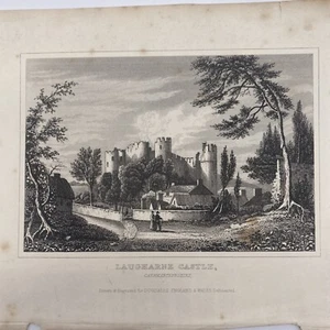 Antique Laugharne Castle Caermarthenshire Engraving Print - Picture 1 of 5