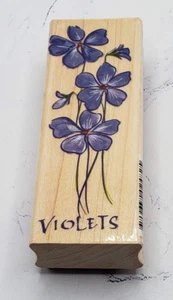 Violets Wood Mounted Rubber Stamp Hampton Art JD2482 Flowers Spring - Picture 1 of 7