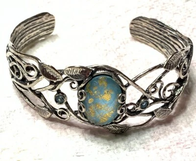 NWOT OR PAZ STERLING SILVER 925 TURQUOISE TRIPLET CUFF BRACELET MADE ISRAEL PZ - Image 1 of 4