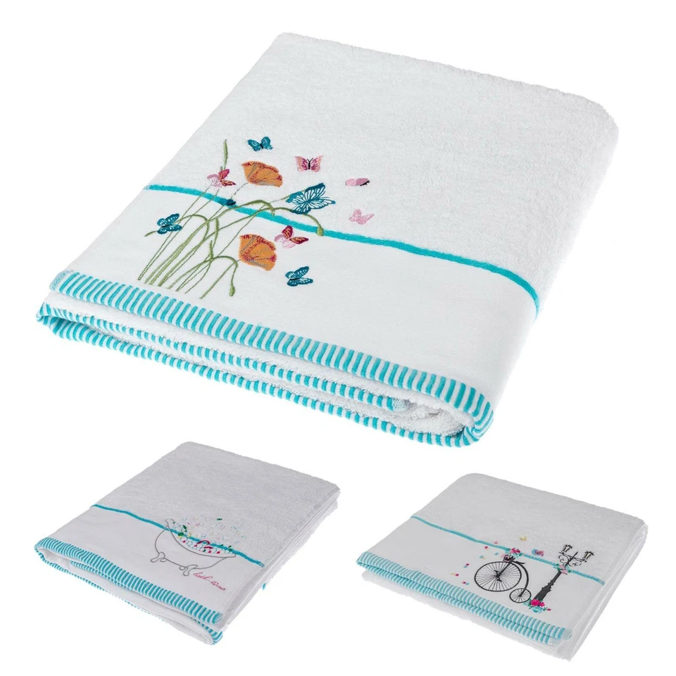 100% Turkish Cotton Embroidered Bath Sheet, Bath Towel, Hand Towel, Face Cloth - Image 1 of 1