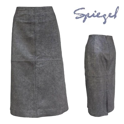 Falda lápiz vintage años 90 SPIEGEL para mujer 14 cuero recta longitud media midi nueva sin etiquetas Foto 1 de 4