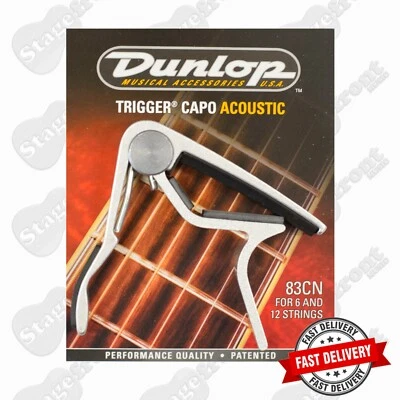 JIM DUNLOP J83CD SILVER ACOUSTIC GUITAR TRIGGER CAPO CURVED *GENUINE* -USA MADE - image 1 of 3