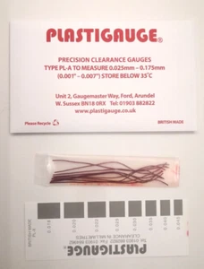 PLASTIGAUGE PL-A RANGE 0.025-0.175mm ROSS 10PZ MISURAZIONE TOLLERANZE BRONZINE - Foto 1 di 2