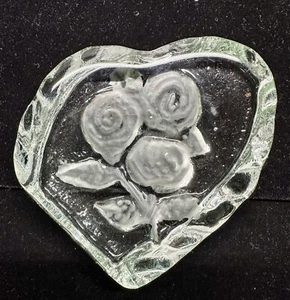 Heart Paperweight 4” Art Glass Recycled Glass Boxed - Picture 1 of 10