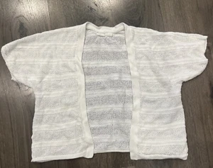 Girls Gap Kids Size Medium M Cardigan Sweater White Short Sleeve - Picture 1 of 4