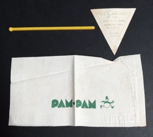 Pam Pam Restaurant Paris Frankreich Vintage Werbung Ephemera Swizzle Serviette Lot 1951 - Bild 1 von 7