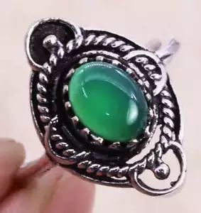 Green Onyx 925 Silver Plated Handmade Ajustable Ring of US Size 6 - Picture 1 of 3