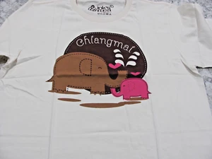 Chiang Mai, Thailand 100 % Baumwolle neue Tinten Design T-Shirt Elefanten Gr. Large - Bild 1 von 3