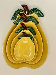 Lemon Shaped Snack Plates Set Of 4 Nesting Sizes Fruit Plastic Lightweight.