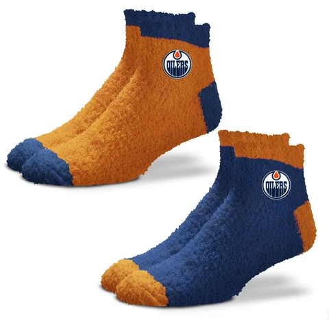 Women's For Bare Feet Edmonton Oilers 2-Pack Team Sleep Soft Socks Cover