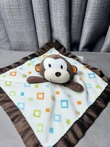 Garanimals Monkey Diamond Print Baby Blanket Brown Orange Satin Lovey Plush - Picture 1 of 9