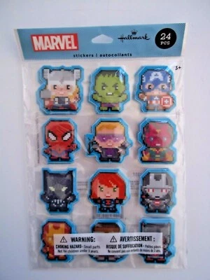 MARVEL 24 PEGATINAS cubiertas de plástico/vinilo Spider Man, Hulk, Iron Man sello Foto 1 de 4