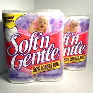 (2) Vintage SOFT'N GENTLE Toilet Paper 4-Roll Pack White Collectible Sealed Prop - Picture 1 of 2