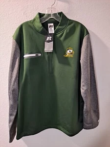 Russell Athletics Oregon Ducks Men's Green 3/4 Zip Fleece Pullover, Large NWT - Picture 1 of 12