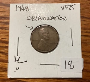 United States 1948 1 Cent Coin (VF) Delamination Error - Picture 1 of 2