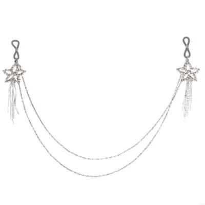 Corrente corporal feminina Bowknot estrela mamilo strass contorno borla metal joia - Imagem 1 de 4